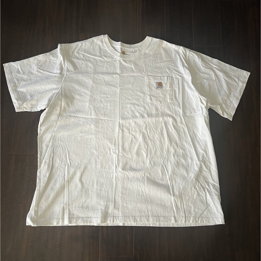 Carhartt Men’s White Pocket T-Shirt Size 5XL Cotton Workwear Tee(small stain)